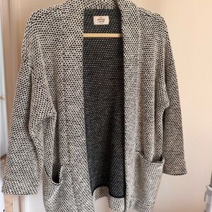 Marine Layer Black & White Textured Open Cardigan